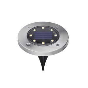 Solar-powered floor light with a sleek stainless steel design, ideal for enhancing outdoor safety and curb appeal.