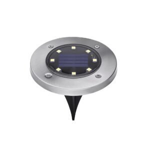 Solar-powered floor light with a sleek stainless steel design, ideal for enhancing outdoor safety and curb appeal.