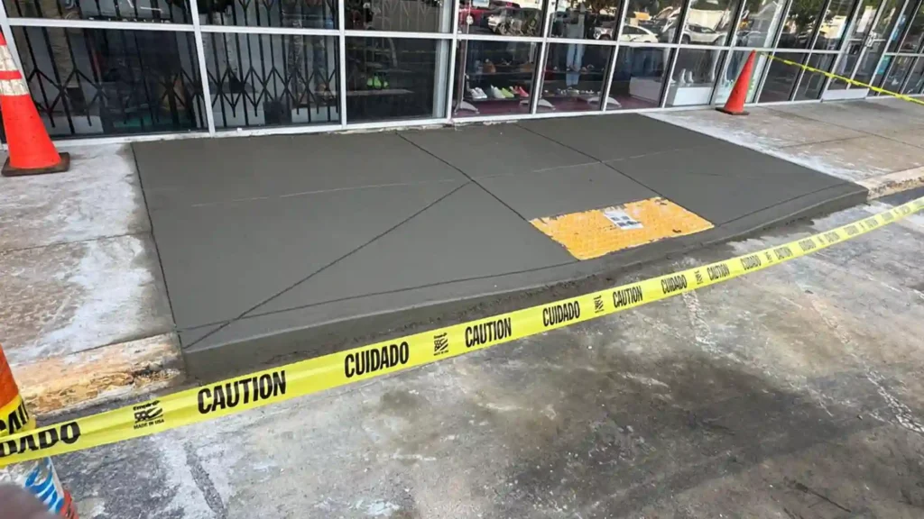 A completed commercial ADA ramp installed by Durafy